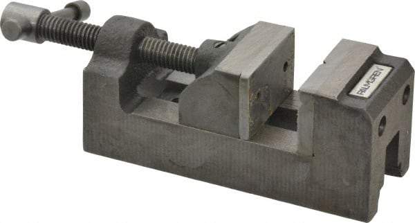 Palmgren - 1-1/2" Jaw Opening Capacity x 1" Throat Depth, Horizontal Drill Press Vise - 1-1/2" Wide Jaw, Stationary Base, Standard Speed, 5-1/8" OAL x 1-13/16" Overall Height, Cast Iron - Makers Industrial Supply