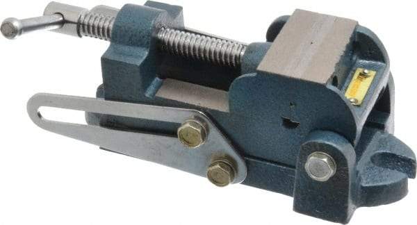 Interstate - 2" Jaw Opening Capacity x 1" Throat Depth, Angle Drill Press Vise - 2-1/2" Wide x 1.35" High Jaw, Stationary Base, Standard Speed, 7.59" OAL x 2.87" Overall Height, Cast Iron - Makers Industrial Supply