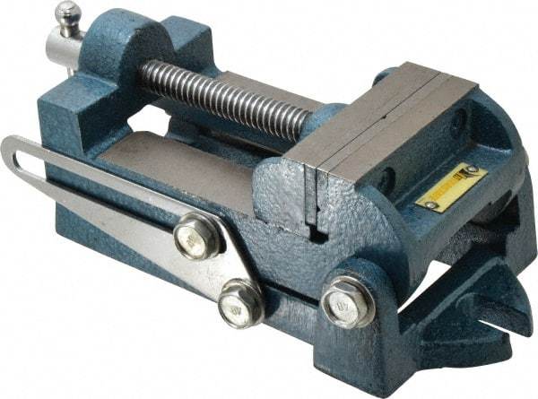 Interstate - 3-5/16" Jaw Opening Capacity x 1-1/4" Throat Depth, Angle Drill Press Vise - 3-1/2" Wide x 1.35" High Jaw, Stationary Base, Standard Speed, 9.13" OAL x 3.23" Overall Height, Cast Iron - Makers Industrial Supply