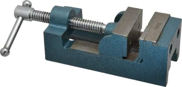 Interstate - 2-11/32" Jaw Opening Capacity x 1-7/64" Throat Depth, Horizontal Drill Press Vise - 2-1/2" Wide x 1.1" High Jaw, Stationary Base, Standard Speed, 7-27/64" OAL x 2-1/4" Overall Height, Cast Iron - Makers Industrial Supply