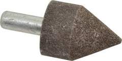 Grier Abrasives - 1-1/2" Diam 80 Grit 60° Included Angle Center Lap - Aluminum Oxide, Medium Grade, Extra Hard Density, Shank Mounted - Makers Industrial Supply