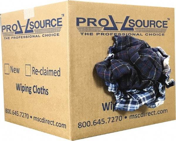 PRO-SOURCE - Reclaimed Cotton Polishing and Dust Cloths - Assorted Colors, Flannel, Low Lint, 10 Lbs. at 3 to 4 per Pound, Box - Makers Industrial Supply