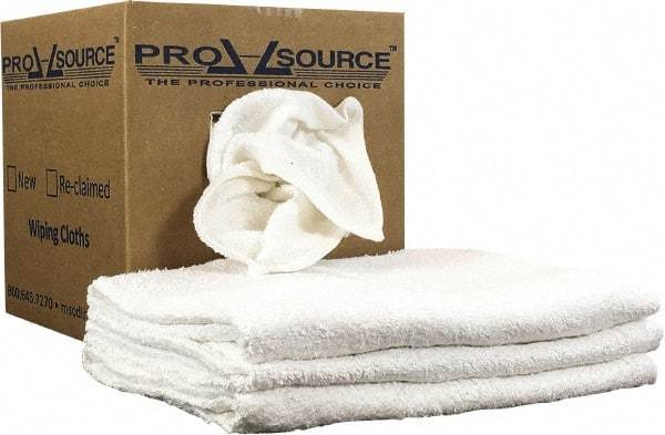 PRO-SOURCE - 40 Inch Long Virgin Terry Cotton Towels - White, Terry Cloth, Medium Lint, Box - Makers Industrial Supply