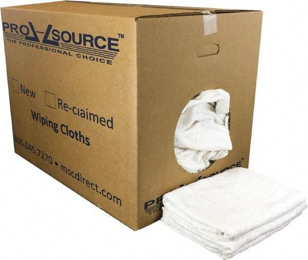 PRO-SOURCE - 40 Inch Long Virgin Terry Cotton Towels - White, Terry Cloth, Medium Lint, Box - Makers Industrial Supply