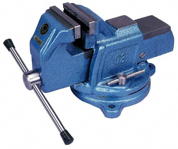 Interstate - 5" Jaw Width, 4-1/2" Opening Capacity, 2-5/8" Throat Depth, Cast Iron Swivel Bench Vise - Bolt Down Base Attachment, 6.81" High - Makers Industrial Supply