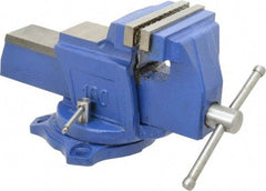 Interstate - 4" Jaw Width, 3-17/32" Opening Capacity, 2-1/4" Throat Depth, Cast Iron Swivel Bench Vise - Bolt Down Base Attachment, 5.77" High - Makers Industrial Supply