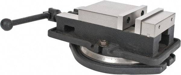 Interstate - 5" Jaw Width, 4-19/32" Jaw Opening Capacity, Horizontal Swivel Machine Vise - Manual Operation, 4,945 Lb Capacity, 1 Station, 14.3" Long x 3.95" High x 1-11/32" Deep, 0.98" Jaw Height, Cast Iron - Makers Industrial Supply