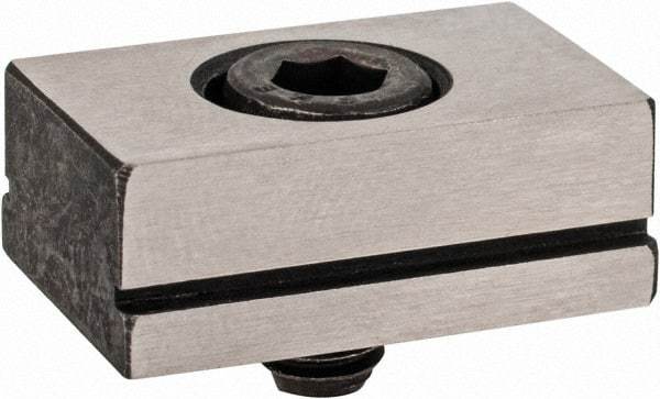 Kurt - 11/16" Base Width, 5/8" Slot Width, 1/4" Fastener Diam Compatibility, Step Fixture Key - 7/32" Slot Height, 0.12" Base Height, 1" OAL x 11/16" Overall Width x 3/8" Overall Height - Makers Industrial Supply