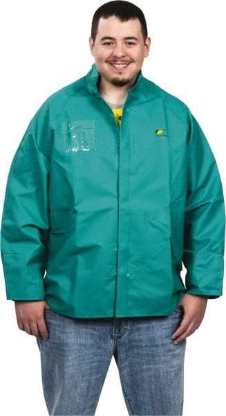 OnGuard - Size L, Green, Chemical, Rain, Flame Resistant/Retardant Jacket - 54" Chest, 1 Pocket - Makers Industrial Supply