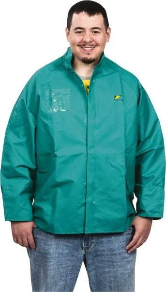 OnGuard - Size 4XL, Green, Chemical, Rain, Flame Resistant/Retardant Jacket - 70" Chest, 1 Pocket - Makers Industrial Supply