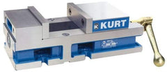 Kurt - 6" Jaw Width, 4" Jaw Opening Capacity, Horizontal Stationary Machine Vise - Reverse Manual Operation, 6,356 Lb Capacity, 1 Station, 14.88" Long x 4.6720" High x 1-31/64" Deep, 1.735" Jaw Height, 80 Lb Max Clamp Force - Makers Industrial Supply