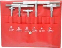 SPI - 4 Piece, 1/2 to 6 Inch, Hardened Tool Steel, Satin Chrome Finish, Telescoping Gage Set - Includes Vinyl Pouch - Makers Industrial Supply