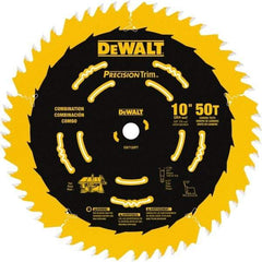 DeWALT - 10" Diam, 5/8" Arbor Hole Diam, 50 Tooth Wet & Dry Cut Saw Blade - Carbide-Tipped, Combination Action, Standard Round Arbor - Makers Industrial Supply