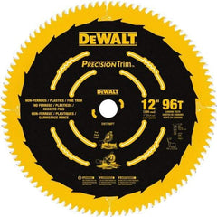 DeWALT - 12" Diam, 1" Arbor Hole Diam, 96 Tooth Wet & Dry Cut Saw Blade - Carbide-Tipped, Fine Trimming Action, Standard Round Arbor - Makers Industrial Supply