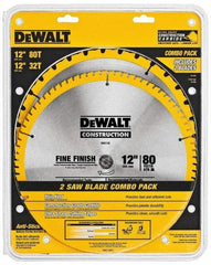 DeWALT - 12" Diam, 1" Arbor Hole Diam, 32 & 80 Tooth Wet & Dry Cut Saw Blade - Carbide-Tipped, Standard Round Arbor - Makers Industrial Supply