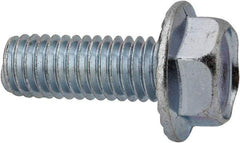 Value Collection - 3/8-16 UNC, 1" Length Under Head, Hex Drive Flange Bolt - 1" Thread Length, Grade 2 Steel, Serrated Flange, Zinc-Plated Finish - Makers Industrial Supply