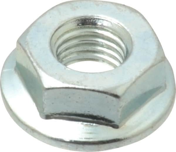 Value Collection - 1/4-28, 19/32" Flange Diam, Serrated Flange Nut - Grade Grade 2 Steel, Zinc-Plated Finish, 0.236" Flange Height - Makers Industrial Supply