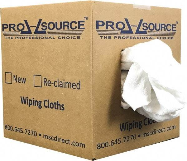 PRO-SOURCE - Wide Virgin Cotton Rags - White, Fleece and Sweatshirt, Low Lint, 5 Lbs. at 3 to 4 per Pound, Box - Makers Industrial Supply