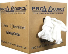 PRO-SOURCE - Wide Virgin Cotton Rags - White, Fleece and Sweatshirt, Low Lint, 10 Lbs. at 3 to 4 per Pound, Box - Makers Industrial Supply