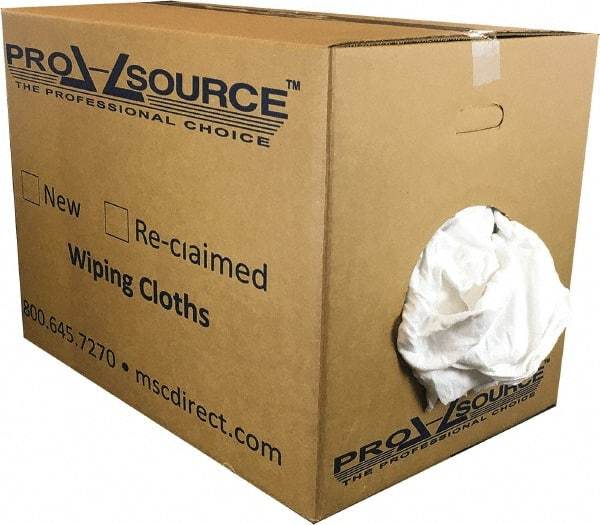 PRO-SOURCE - Wide Virgin Cotton Rags - White, Fleece and Sweatshirt, Low Lint, 50 Lbs. at 3 to 4 per Pound, Box - Makers Industrial Supply