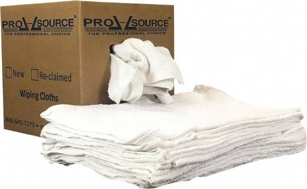 PRO-SOURCE - 19 Inch Long x 16 Inch Wide Virgin Utility Cotton Towels - White, Terry Cloth, Low Lint, 5 Lbs. at 3 to 4 per Pound, Box - Makers Industrial Supply