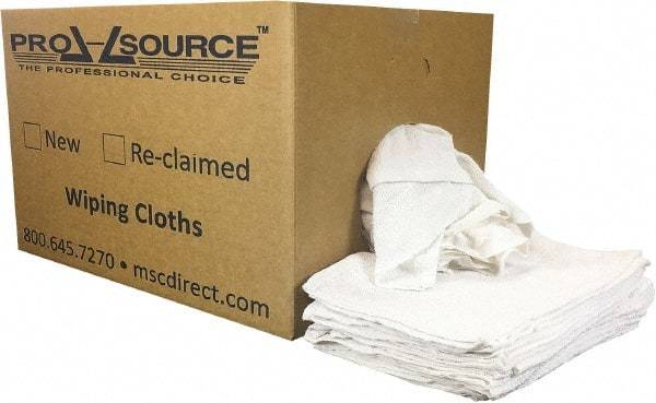 PRO-SOURCE - 19 Inch Long x 16 Inch Wide Virgin Utility Cotton Towels - White, Terry Cloth, Low Lint, 25 Lbs. at 3 to 4 per Pound, Box - Makers Industrial Supply