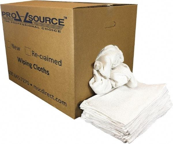 PRO-SOURCE - 19 Inch Long x 16 Inch Wide Virgin Utility Cotton Towels - White, Terry Cloth, Low Lint, 50 Lbs. at 3 to 4 per Pound, Box - Makers Industrial Supply