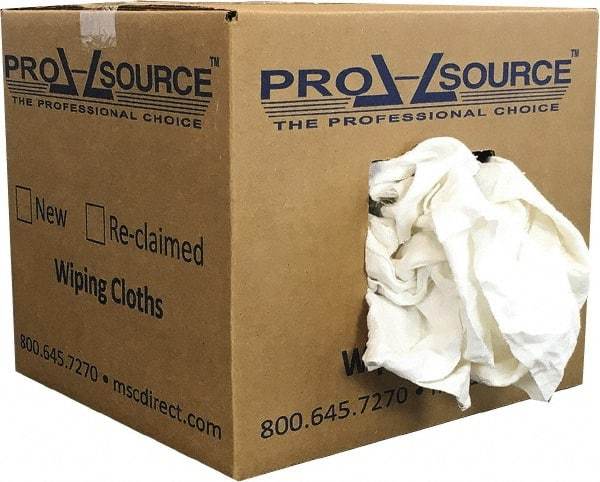 PRO-SOURCE - Reclaimed Cotton Polishing and Dust Cloths - White, Flannel, Low Lint, 10 Lbs. at 3 to 4 per Pound, Box - Makers Industrial Supply