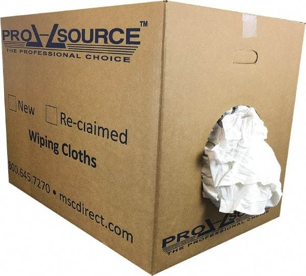 PRO-SOURCE - Cotton Reclaimed Medium Weight Rags - White, Low Lint, 50 Lbs. Bale - Makers Industrial Supply