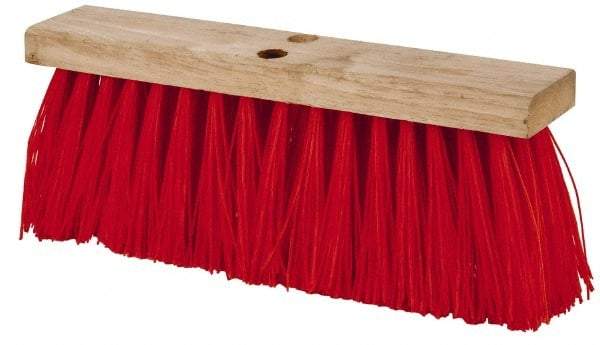 PRO-SOURCE - 16" Rough Surface Synthetic Push Broom - 3-1/4" Bristle Length, Wood Block, Tapered Handle Connection, Handle Sold Separately - Makers Industrial Supply