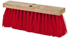 PRO-SOURCE - 16" Rough Surface Synthetic Push Broom - 3-1/4" Bristle Length, Wood Block, Tapered Handle Connection, Handle Sold Separately - Makers Industrial Supply