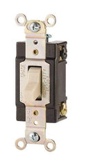 Cooper Wiring Devices - 3 Pole, 120 to 277 VAC, 20 Amp, Commercial Grade, Toggle, Wall and Dimmer Light Switch - 1.3 Inch Wide x 4.2 Inch High, Fluorescent - Makers Industrial Supply