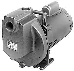 American Machine & Tool - 115/230 Volt, 1 Phase, 1 HP, Chemical Transfer Self Priming Centrifugal Pump - 1 Inch Inlet, Stainless Steel and Cast Iron Housing, Stainless Steel Impeller, 60 Ft. Shut Off, Viton Seal - Makers Industrial Supply