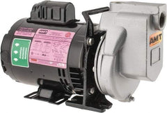 American Machine & Tool - 115/230 Volt, 1 Phase, 1/3 HP, Chemical Transfer Self Priming Centrifugal Pump - 1 Inch Inlet, Stainless Steel and Cast Iron Housing, Stainless Steel Impeller, 44 Ft. Shut Off, Viton Seal - Makers Industrial Supply