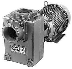 American Machine & Tool - 230/460 Volt, 3 Phase, 3 HP, Self Priming Centrifugal Pump - 3 Inch Inlet, 65 Head Pressure, Cast Iron Housing, Bronze Impeller - Makers Industrial Supply