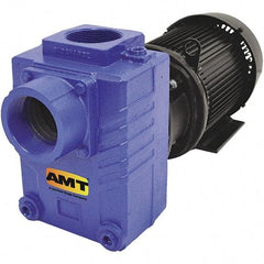 American Machine & Tool - 230/460 Volt, 3 Phase, 7-1/2 HP, Self Priming Centrifugal Pump - 3 Inch Inlet, 110 Head Pressure, Cast Iron Housing, Bronze Impeller - Makers Industrial Supply