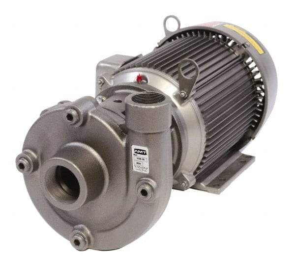 American Machine & Tool - 230/460V Volt, 3 Phase, 2 HP, Cast Iron Straight Pump - 2 Inch Inlet, 1-1/2 Inch Outlet, 62 Max Head psi, Stainless Steel Impeller, Buna-N Seal - Makers Industrial Supply