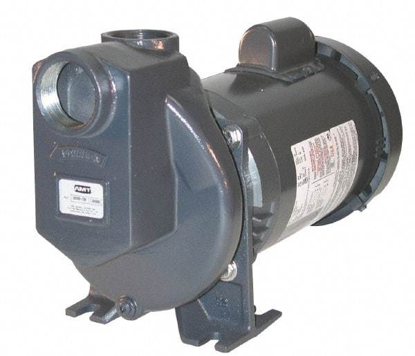 American Machine & Tool - 208-220/440 Volt, 3 Phase, 3/4 HP, Self Priming Pump - 1-1/2 Inch Inlet, 52 Head Pressure, Stainless Steel and Cast Iron Housing, Stainless Steel Impeller, PTFE Seal - Makers Industrial Supply