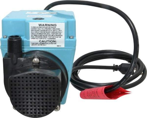 Little Giant Pumps - 1/12 HP, 10.6 psi, Aluminum Miniature Submersible Pump - 3/4 Inch Inlet, 1/2 Inch Outlet, 6 Ft. Long Power Cord, 3.5 Amp - Makers Industrial Supply