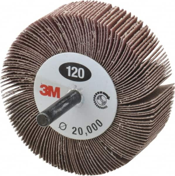 3M - 3" Diam x 1" Face Width, Fine Aluminum Oxide Coated Mounted Flap Wheel - Exact Industrial Supply