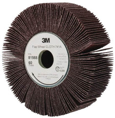 3M - 6" Diam, 60 Grit Ceramic Unmounted Flap Wheel - 1" Hole, 2" Wide, Density 5, Coated, Medium Grade, 1250 Max RPM , X Weighted, Cloth Backing - Makers Industrial Supply