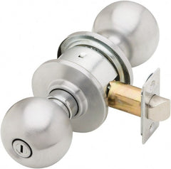 Schlage - 1-3/8 to 1-7/8" Door Thickness, Satin Chrome Privacy Knob Lockset - Exact Industrial Supply