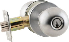 Schlage - 1-3/8 to 1-7/8" Door Thickness, Satin Chrome Entrance Knob Lockset - Exact Industrial Supply