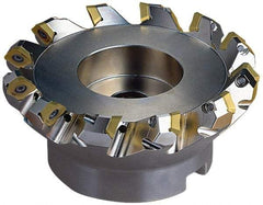 Seco - 5.47" Cut Diam, 1-1/2" Arbor Hole, 0.236" Max Depth of Cut, 45° Indexable Chamfer & Angle Face Mill - 6 Inserts, SE.X 43 Insert, Right Hand Cut, 6 Flutes, Through Coolant, Series R220.53 - Makers Industrial Supply