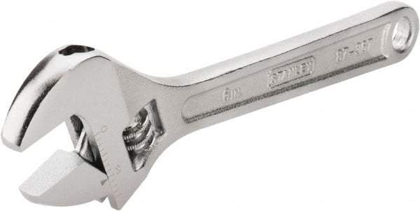 Stanley - 3/4" Jaw Capacity, 6" Standard Adjustable Wrench - Chrome Vanadium Steel, Chrome Finish, 6-1/4" OAL - Makers Industrial Supply