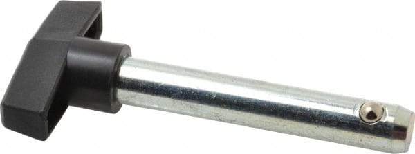 Value Collection - 1/2" Diam, 3" Usable Length, T Handle, Quick Release Pin - 3" OAL, Grade C1010/C1022 Steel, Zinc-Plated Finish - Makers Industrial Supply