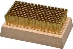 Made in USA - 3/4" Bristle Length, Brass Cleaning & Finishing Brush - 4-1/4" Long x 2-1/2" Wide Head, 4-1/4" OAL, Hardwood Block - Makers Industrial Supply