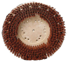 Made in USA - 15" Diam Floor Brush - 13" Machine, 1-1/2" Trim Length, Orange Pad, Nylon - Makers Industrial Supply