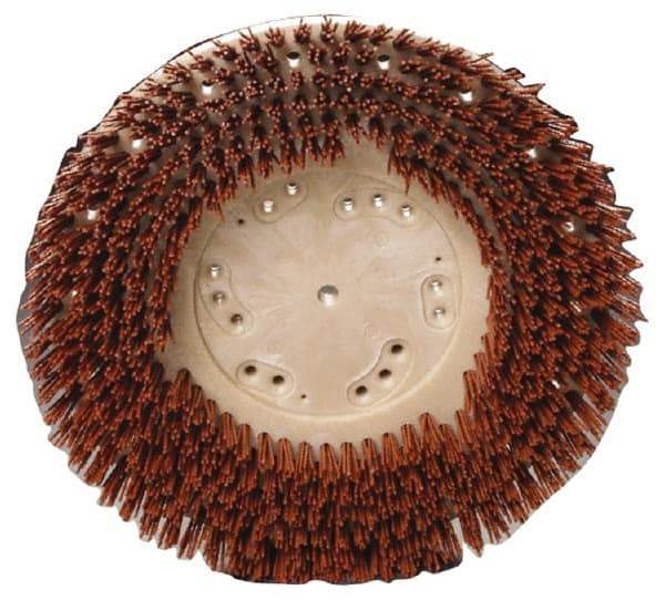 Made in USA - 19" Diam Floor Brush - 17" Machine, 1-1/2" Trim Length, Orange Pad, Nylon - Makers Industrial Supply