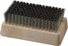 Made in USA - 3/4" Bristle Length, Stainless Steel Cleaning & Finishing Brush - 4-1/4" Long x 2-1/2" Wide Head, 4-1/4" OAL, Hardwood Block - Makers Industrial Supply